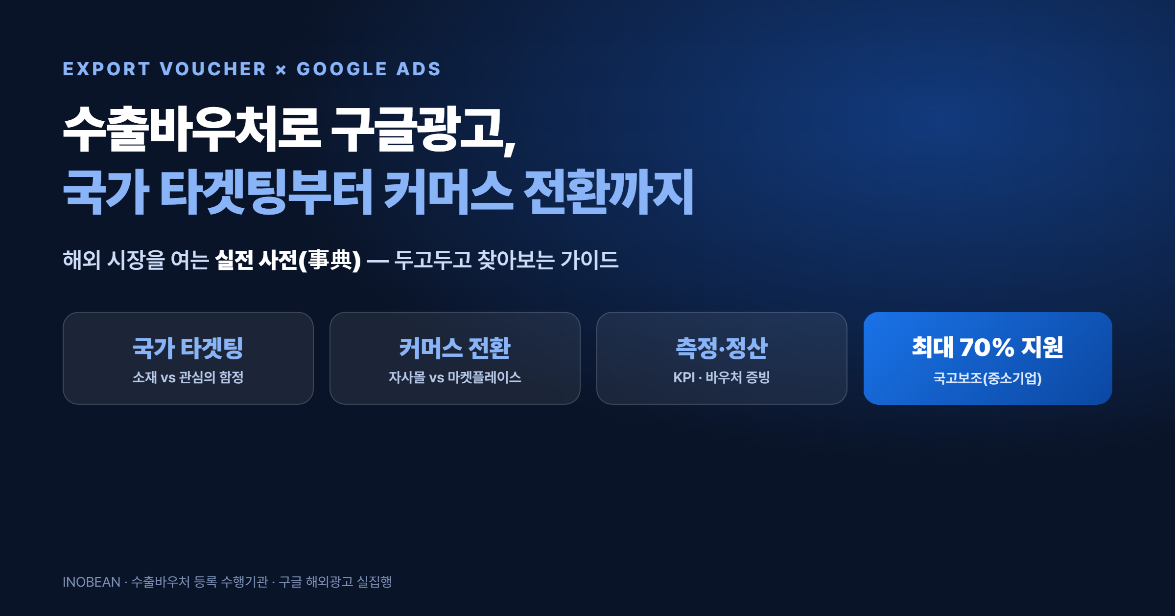 수출바우처 구글광고 실전 사전 - 국가 타겟팅, 커머스 전환, 측정과 정산, 국고보조 최대 70%