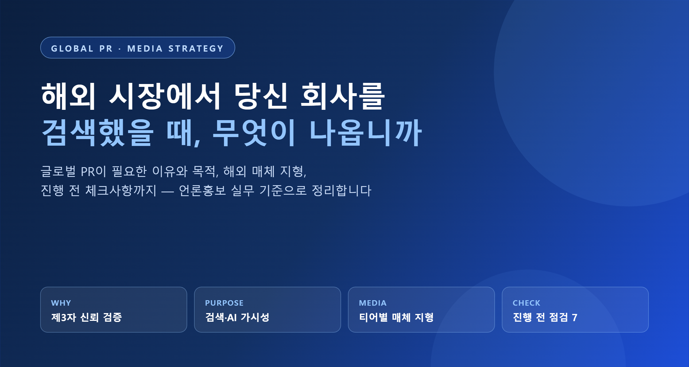 글로벌 PR 가이드 — 이유, 목적, 해외 매체 지형, 체크사항