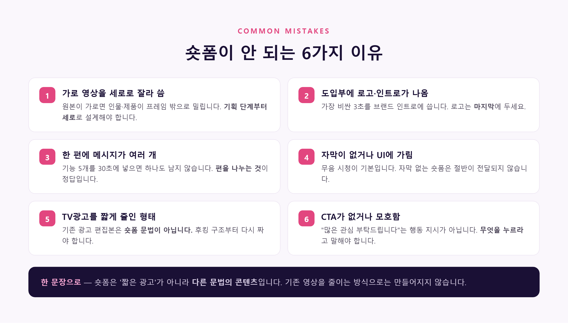 숏폼 제작에서 흔한 실패 6가지