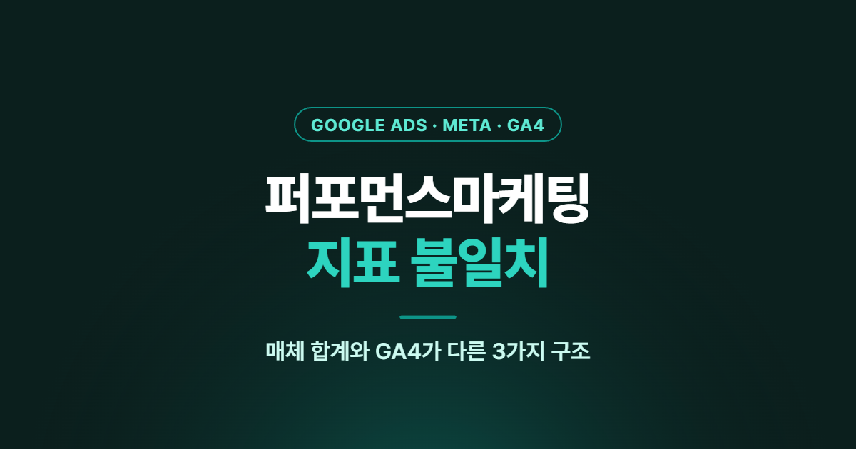 퍼포먼스마케팅 지표 불일치 — 매체 합계와 GA4가 다를 수밖에 없는 3가지 구조