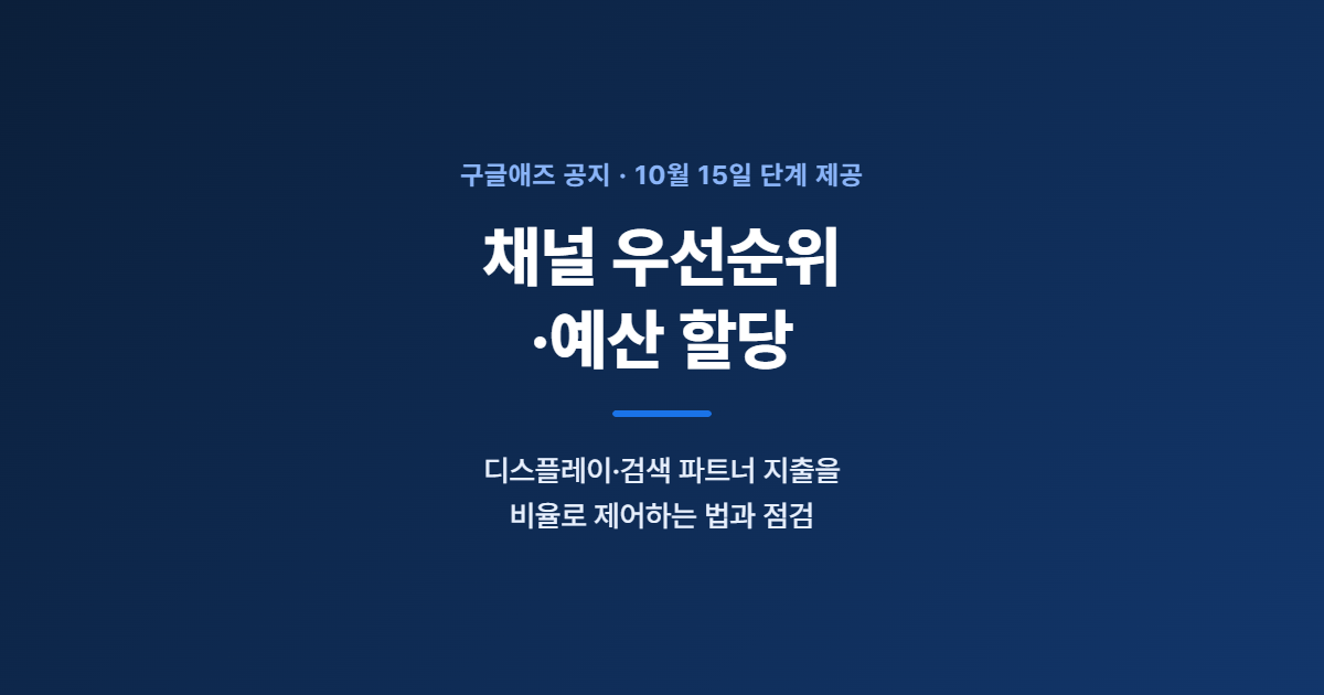 구글애즈 채널 우선순위 출시 — 디스플레이·검색 파트너 지출 상한 설정법